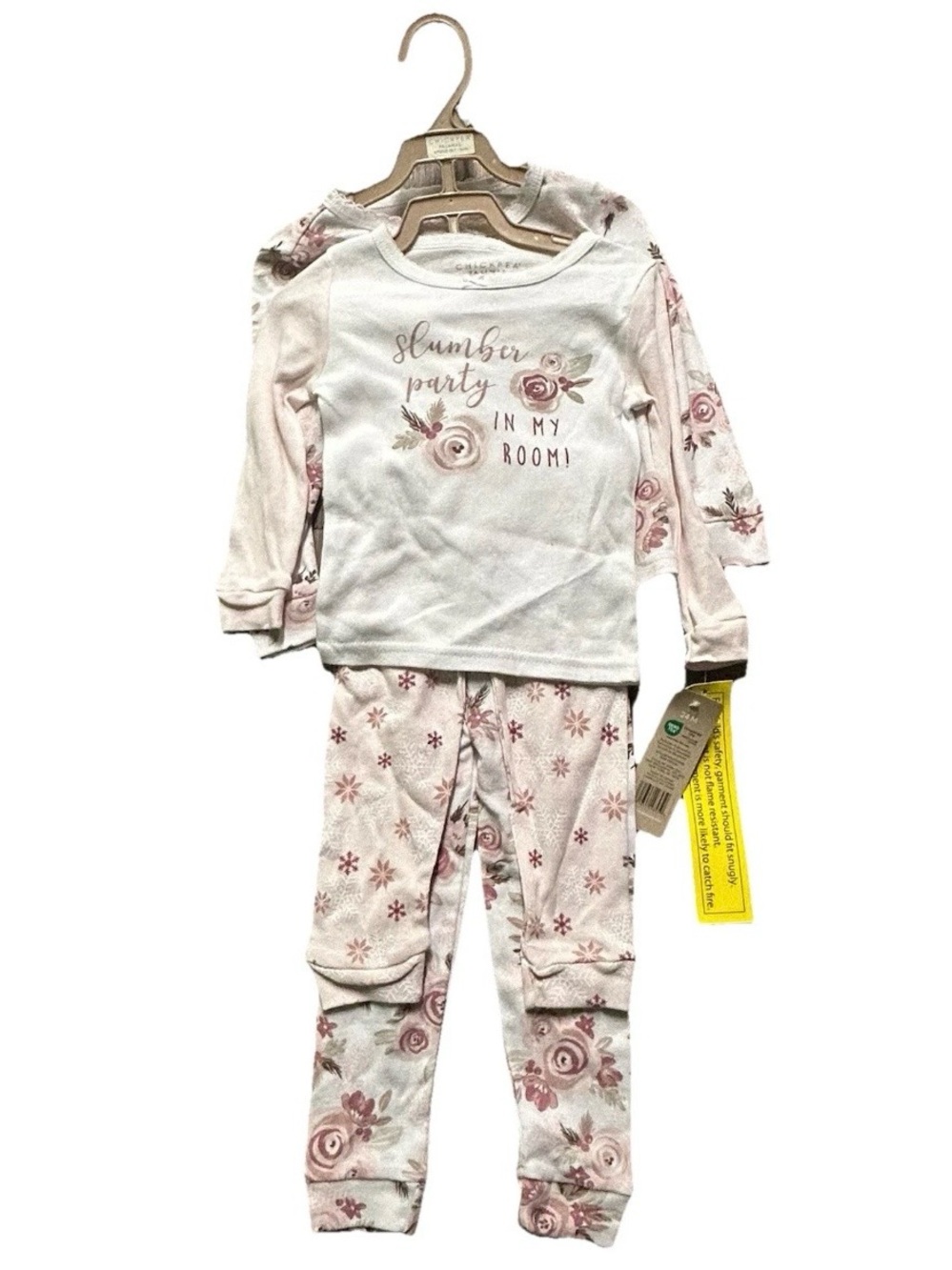 NWT 2 Toddler Girl Pajama Sets Roses Floral Snowflakes Size 24 Months
